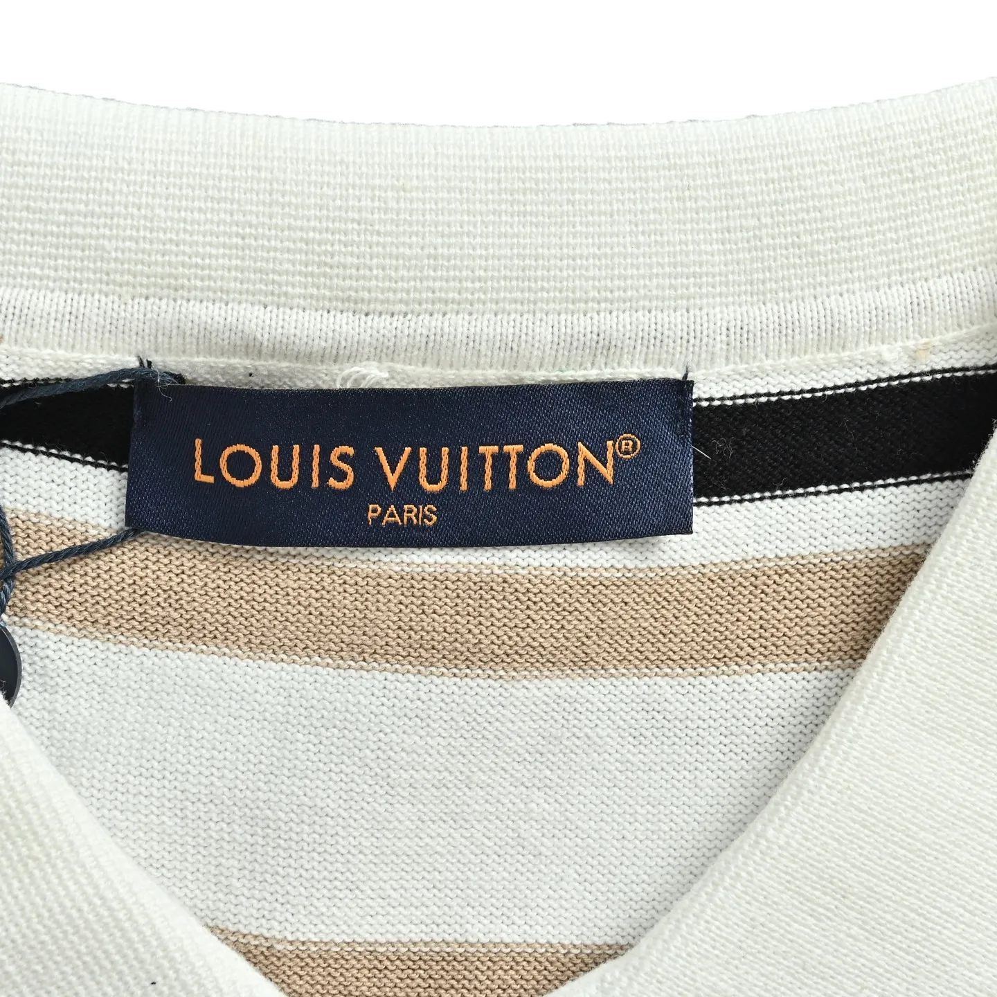 Louis Vuitton/Louis Vuitton 26ss leather brand striped knitted Polo short sleeves